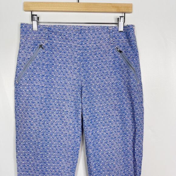 Anthropologie Cartonnier 4 Blue Charlie Trouser Ankle Pants Shell Print Jacquard - Picture 3 of 12